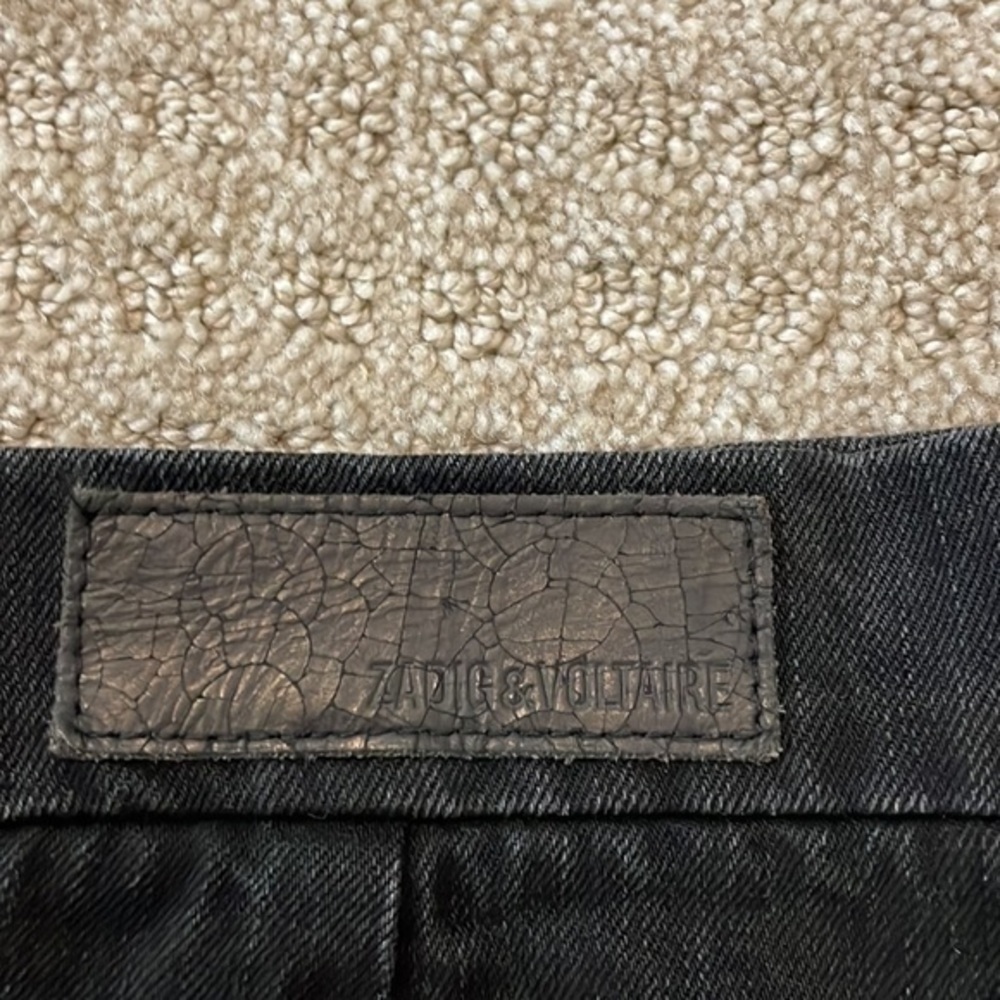 Zadig & Voltaire Juny Used Black Denim Cut Off Skirt - Picture 3 of 8